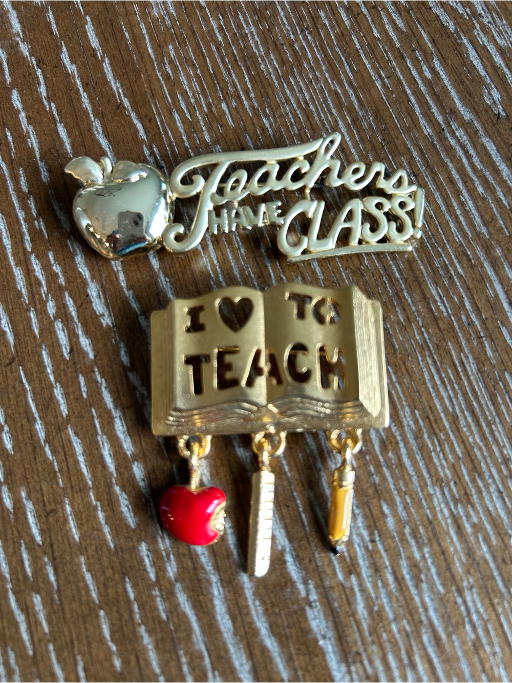 Teacher Vintage Pins Set of Two